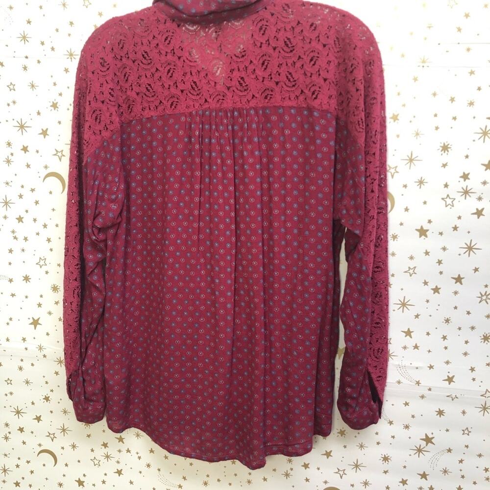 KUT from the Kloth Womens Top Size S Natalie Lace Trim Print Button Front - Picture 4 of 8